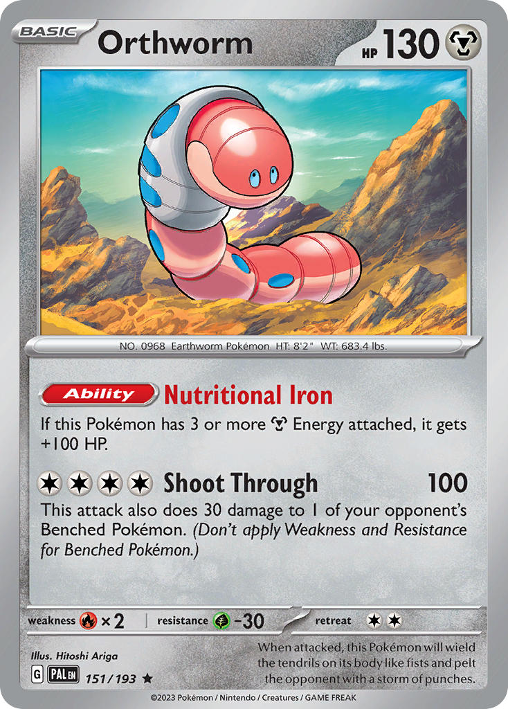 Orthworm⁣ - Paldea Evolved⁣ (Rare)⁣ [151] English / Near Mint / Reverse-Holo Normal