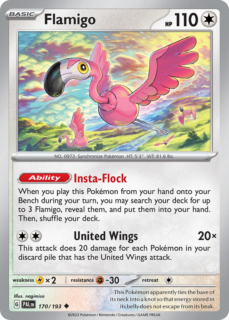 Flamigo⁣ - Paldea Evolved⁣ (Uncommon)⁣ [170] English / Near Mint / Reverse-Holo Normal