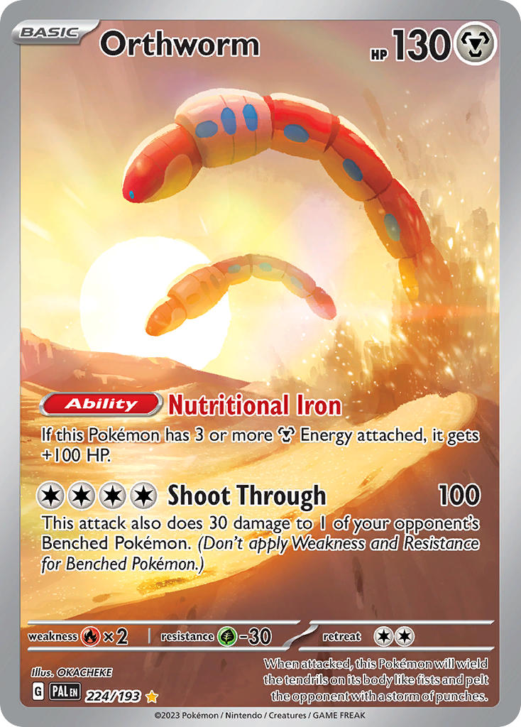 Orthworm⁣ - Paldea Evolved⁣ (Illustration Rare)⁣ [224] English / Played / Normal