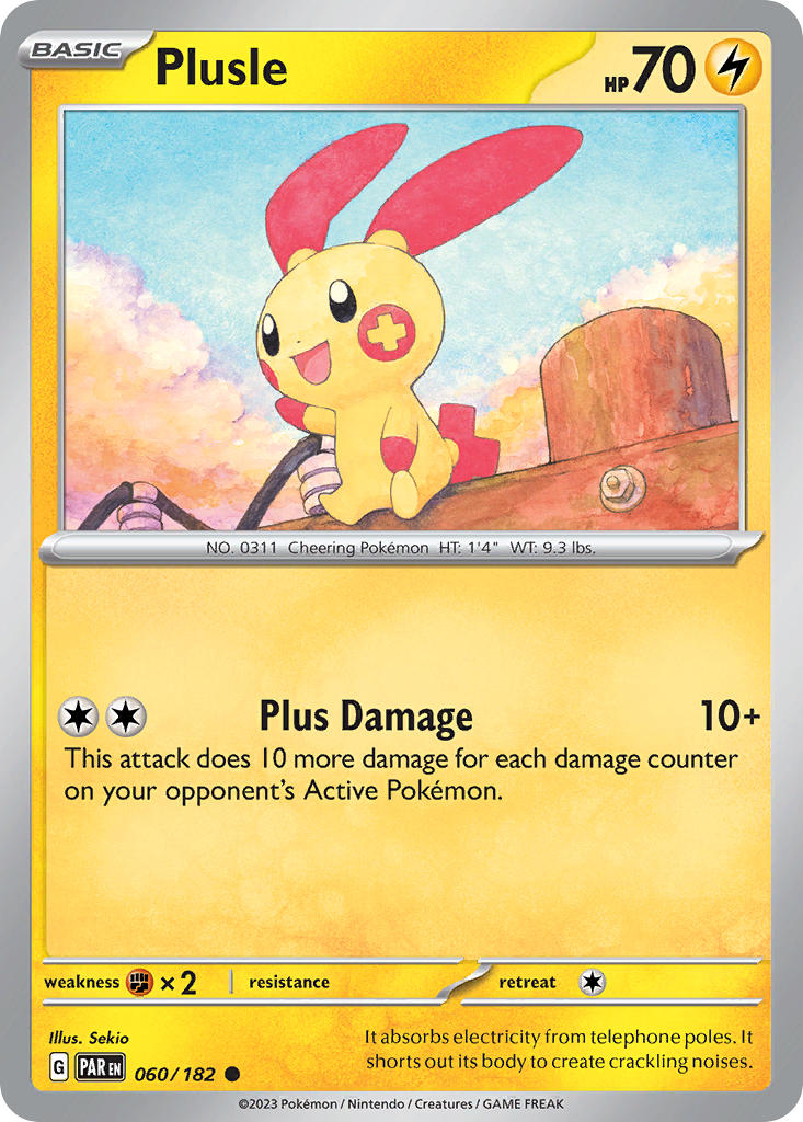 Plusle⁣ - Paradox Rift⁣ (Common)⁣ [060] English / Near Mint / Reverse-Holo Normal