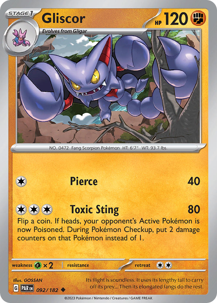 Gliscor⁣ - Paradox Rift⁣ (Uncommon)⁣ [092] English / Near Mint / Reverse-Holo Normal