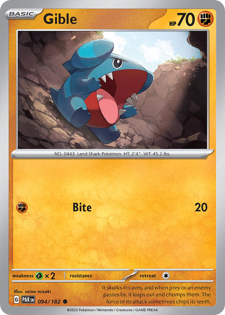 Gible⁣ - Paradox Rift⁣ (Common)⁣ [094] English / Near Mint / Reverse-Holo Normal