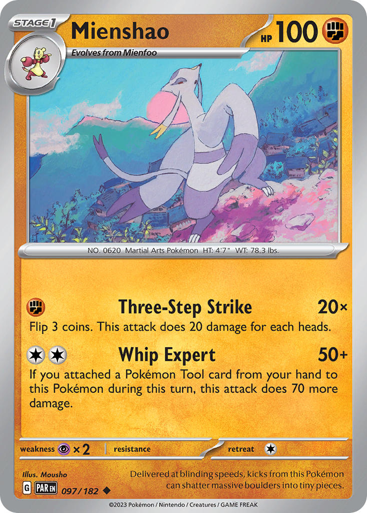 Mienshao⁣ - Paradox Rift⁣ (Uncommon)⁣ [097] English / Near Mint / Reverse-Holo Normal