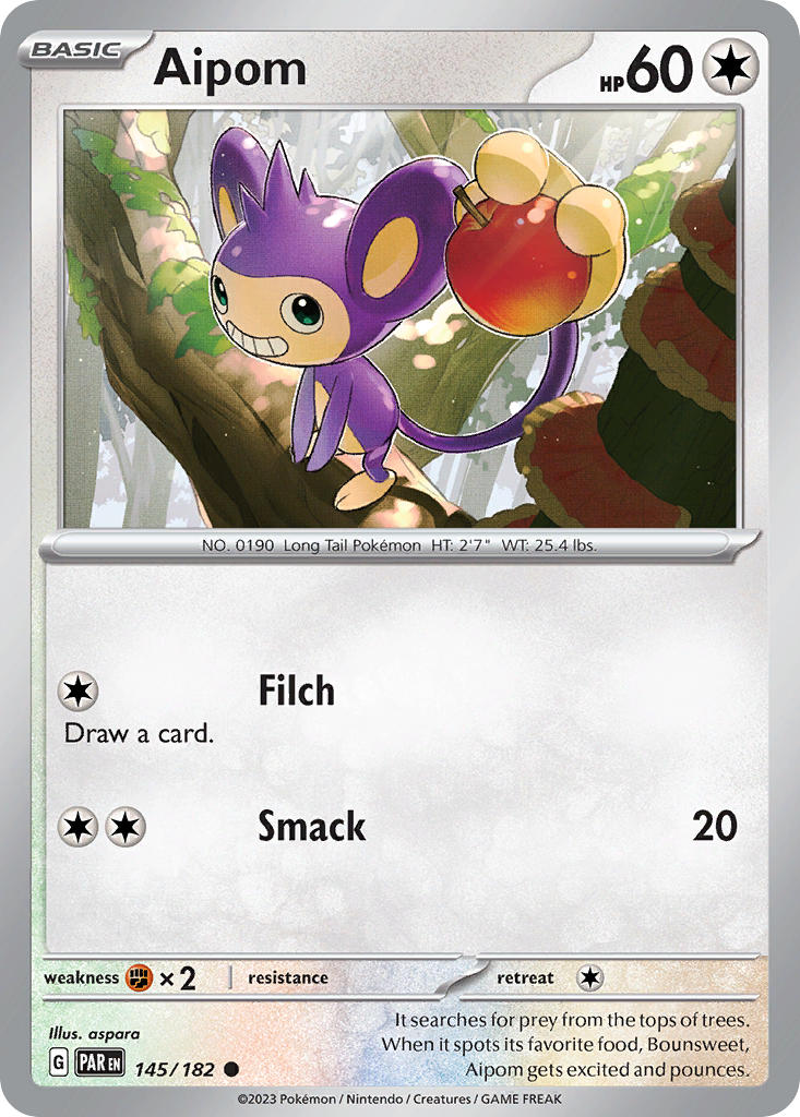 Aipom⁣ - Paradox Rift⁣ (Common)⁣ [145] English / Near Mint / Reverse-Holo Normal