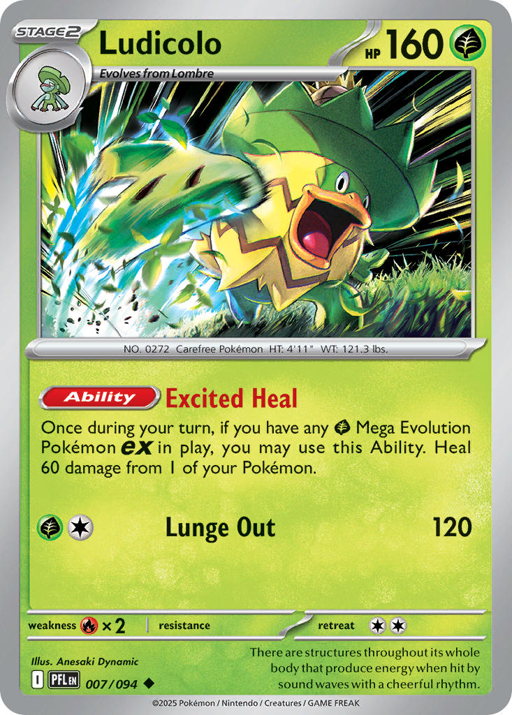 Ludicolo - Phantasmal Flames (Uncommon) [PFL-007] English / Near Mint / Normal