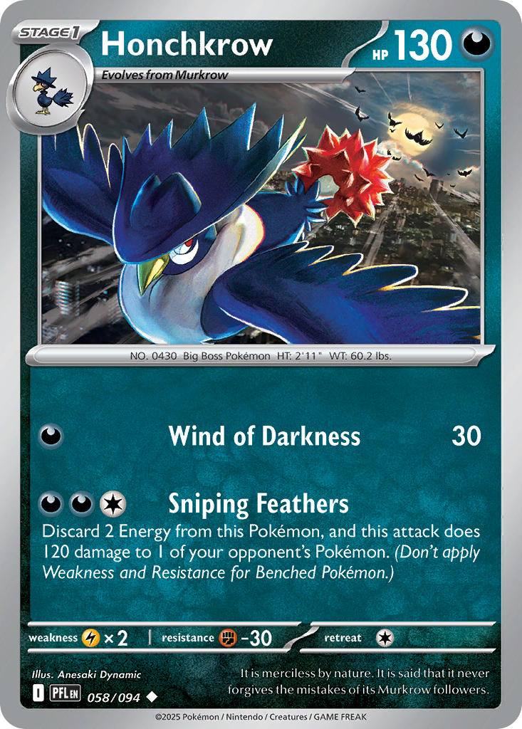 Honchkrow - Phantasmal Flames (Uncommon) [PFL-058] English / Near Mint / Normal