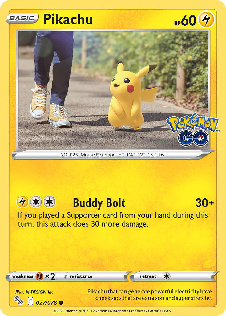 Pikachu - Pokémon GO (Common) [PGO-027] English / Near Mint / Reverse-Holo Normal