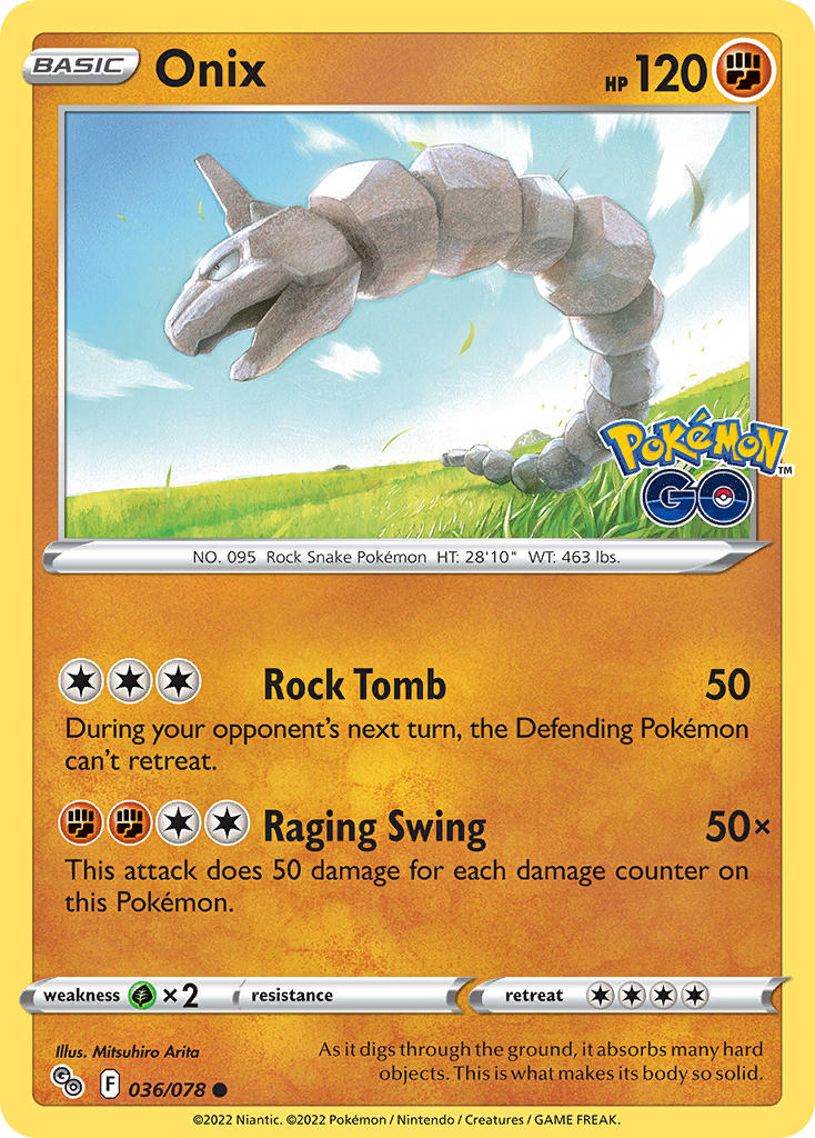 Onix - Pokémon GO (Common) [PGO-036] English / Near Mint / Normal
