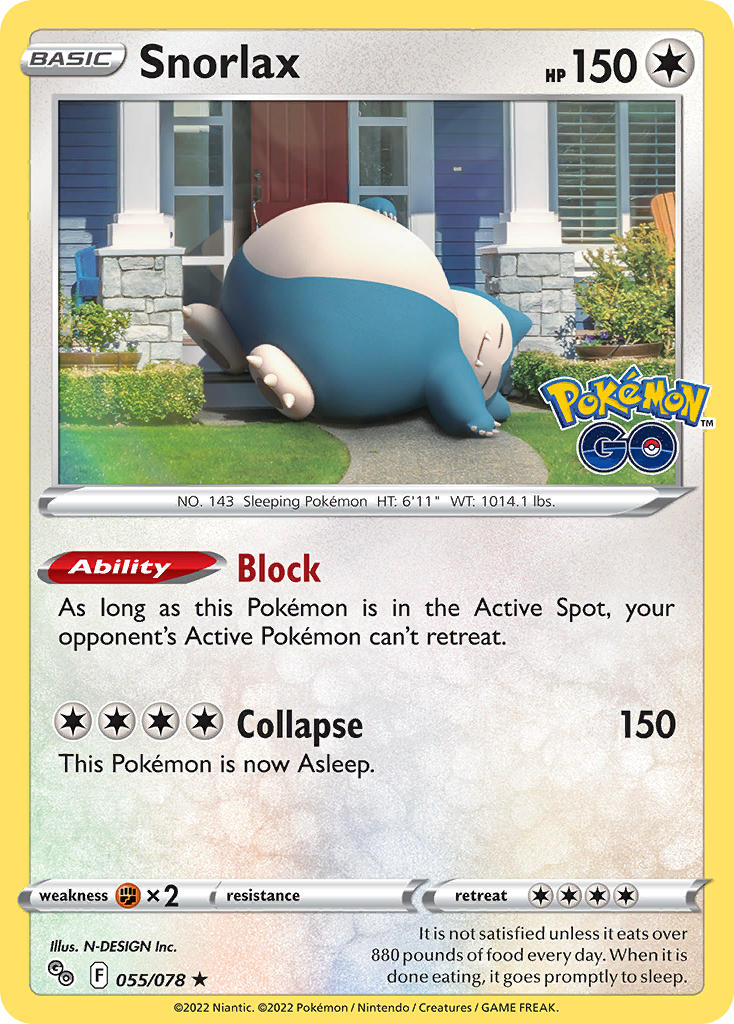 Snorlax - Pokémon GO (Holo Rare) [PGO-055] English / Near Mint / Reverse-Holo Normal
