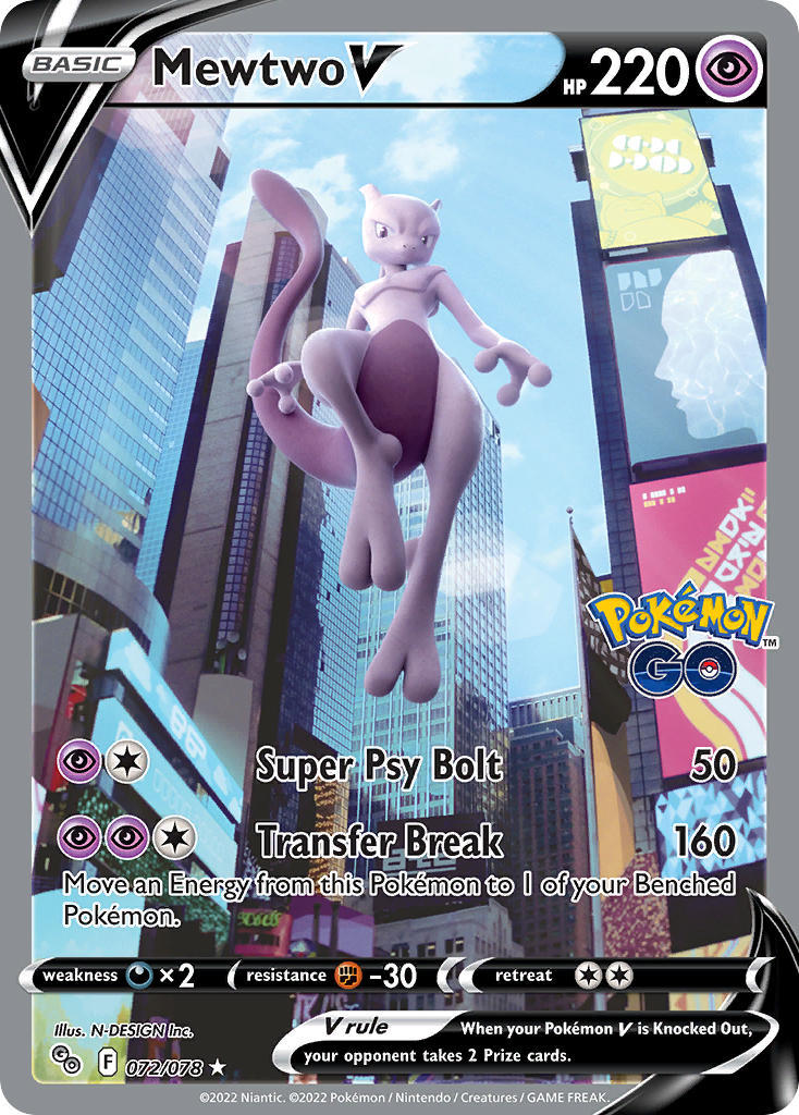 Mewtwo V - Pokémon GO (Ultra Rare) [PGO-072] English / Light Played / Normal