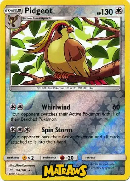 Pidgeot - Reverse - 124/181 Enkeltkort Team Up 