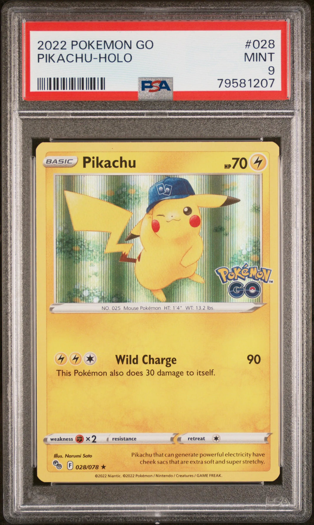 Pikachu Pokemon GO Holo Rare PGO-028 Kortspil