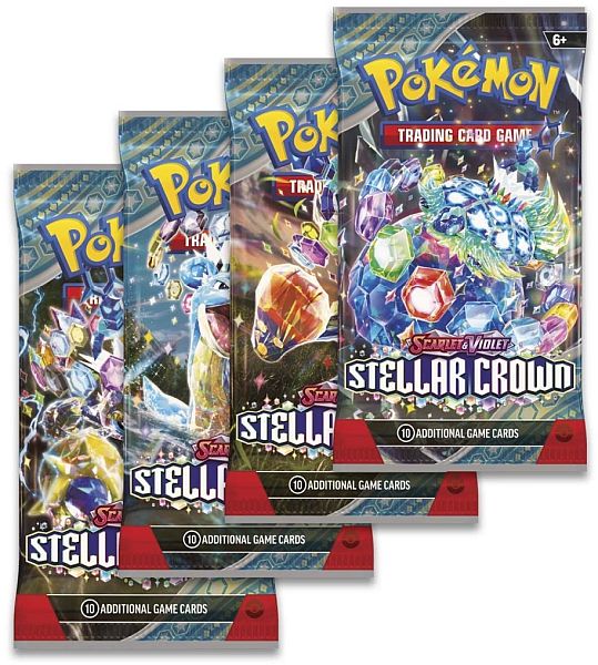 Pokémon TCG: Scarlet & Violet: Stellar Crown - 4 stk. Booster Packs (Artwork Sæt)