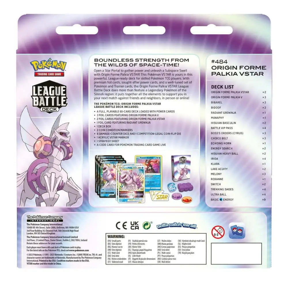 Pokémon TCG: Origin Forme Palkia VSTAR League Battle Deck Samlekort Pokémon 