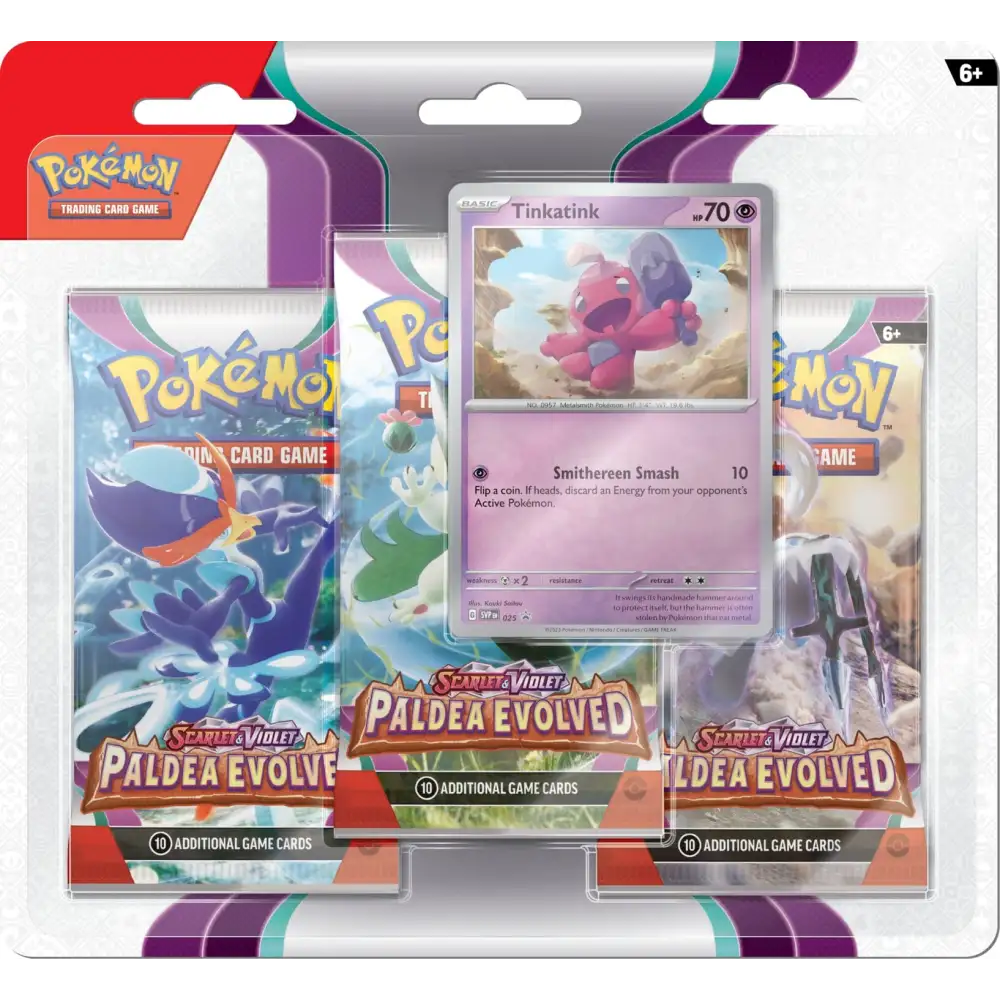 Pokémon TCG: Scarlet & Violet: Paldea Evolved 3-Pack Blister - Tinkatink