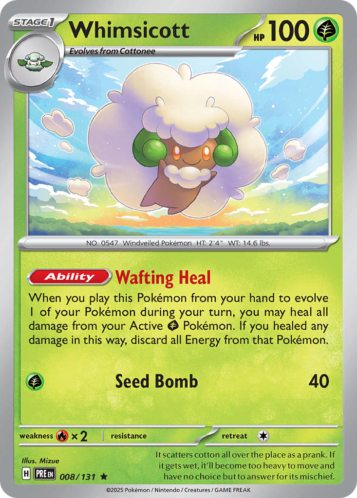 Whimsicott - Prismatic Evolutions (Rare) [008] Kortspil