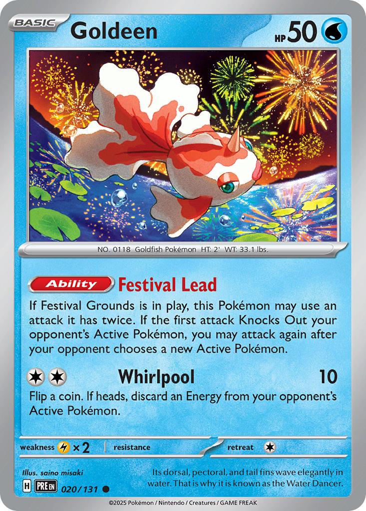 Goldeen⁣ - Prismatic Evolutions⁣ (Common)⁣ [020] English / Near Mint / Reverse-Holo Normal