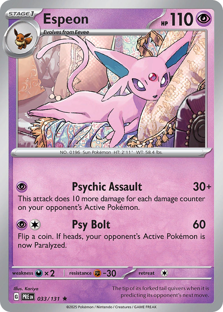 Espeon⁣ - Prismatic Evolutions⁣ (Rare)⁣ [033] English / Near Mint / Reverse-Holo Normal