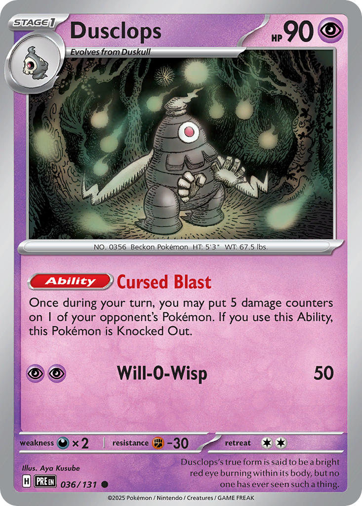 Dusclops⁣ - Prismatic Evolutions⁣ (Common)⁣ [036] English / Near Mint / Reverse-Holo Normal