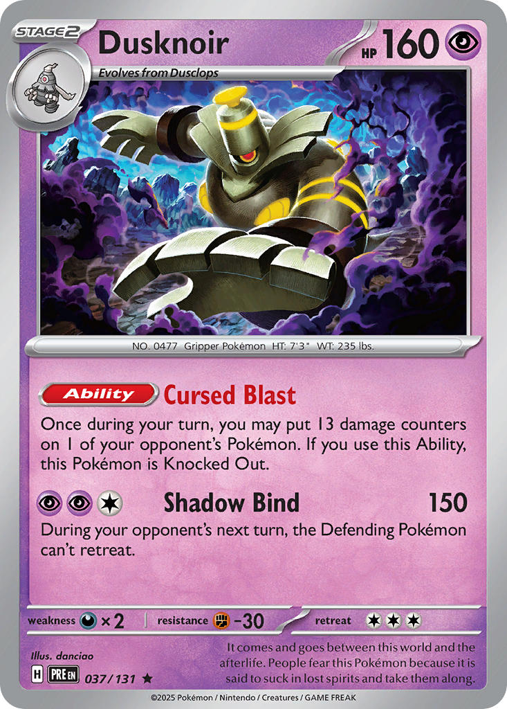 Dusknoir⁣ - Prismatic Evolutions⁣ (Rare)⁣ [037] English / Near Mint / Reverse-Holo Normal