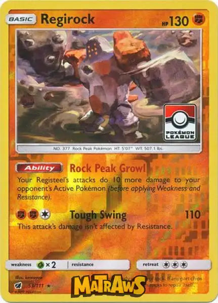 Regirock - Pokémon League Stamp Reverse 53/111 Enkeltkort