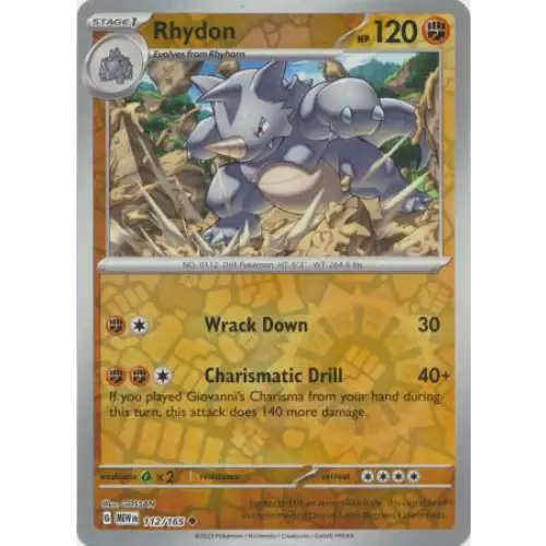 Rhydon - Reverse -112/165 - Enkeltkort