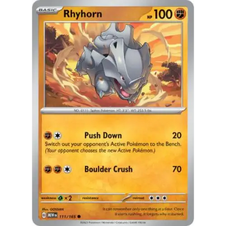 Rhyhorn - 111/165 - Enkeltkort