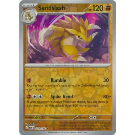 Sandslash - Reverse - 028/165 - Enkeltkort