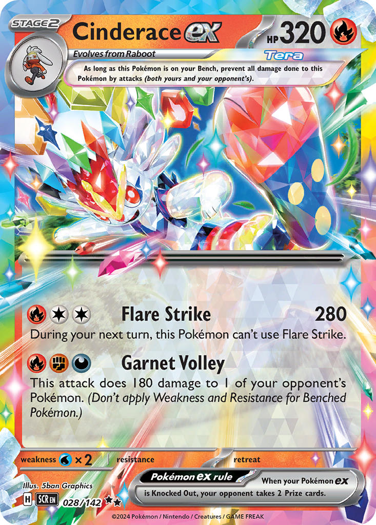 Cinderace ex⁣ - Stellar Crown⁣ (Double Rare)⁣ [028] English / Near Mint / Normal