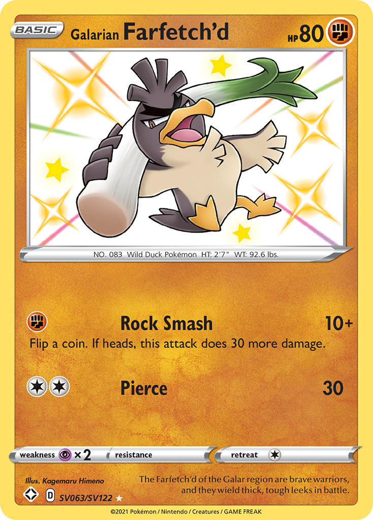 Galarian Farfetch'd - Shining Fates (Secret Rare) [SHF-SV63] English / Near Mint / Normal