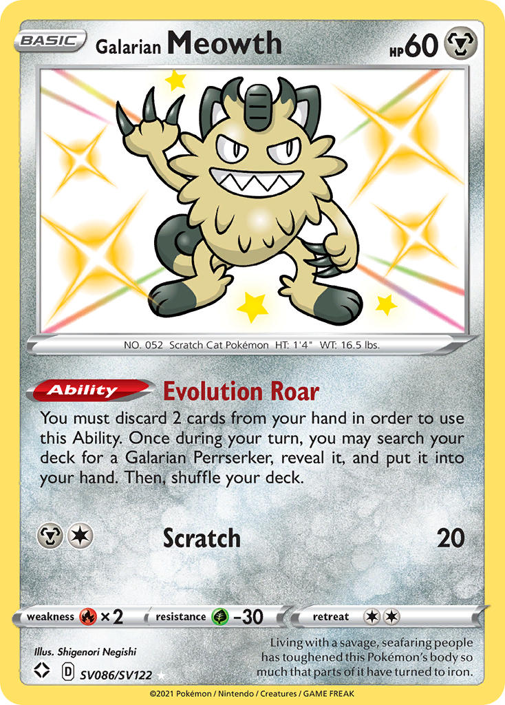 Galarian Meowth - Shining Fates (Secret Rare) [SHF-SV86] English / Near Mint / Normal