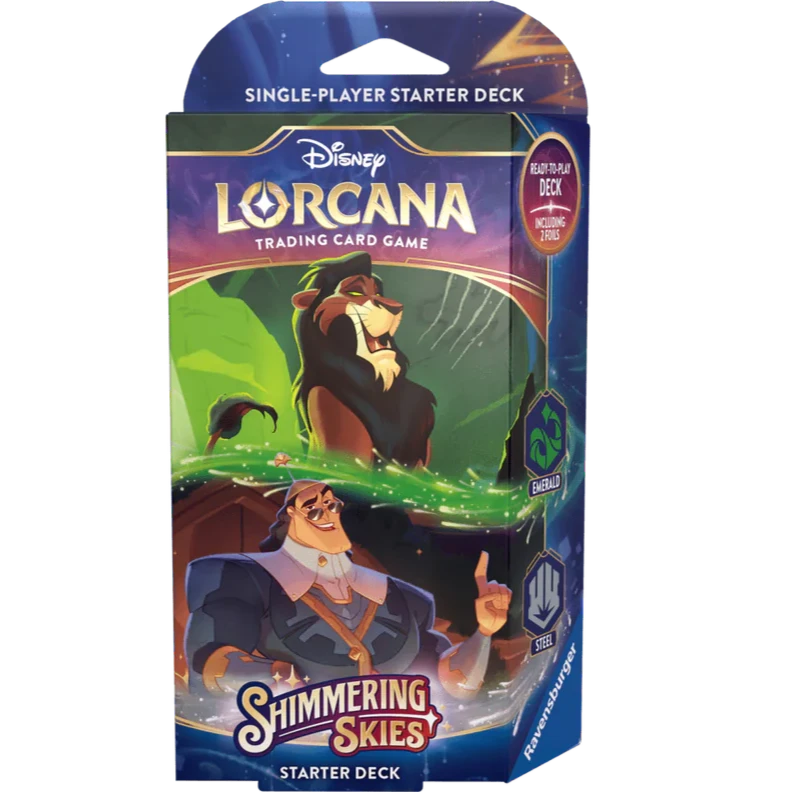 Lorcana TCG Set 5 Shimmering Skies Starter Deck Emerald Steel Scar & Kronk Kortspil