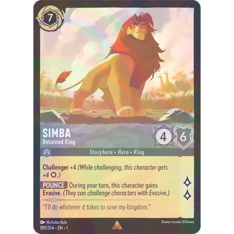 Simba - Returned King - Foil (Rare) - 189/204 - Disney