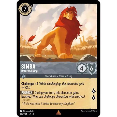 Simba - Returned King (Rare) - 189/204 - Disney Lorcana