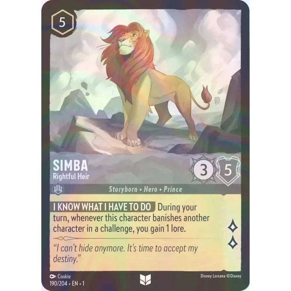 Simba - Rightful Heir - Foil (Uncommon) - 190/204 - Disney