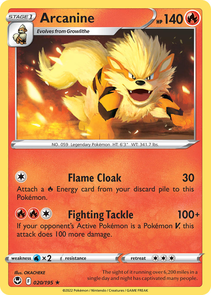 Arcanine - Silver Tempest (Rare) [SIT-020] English / Near Mint / Normal