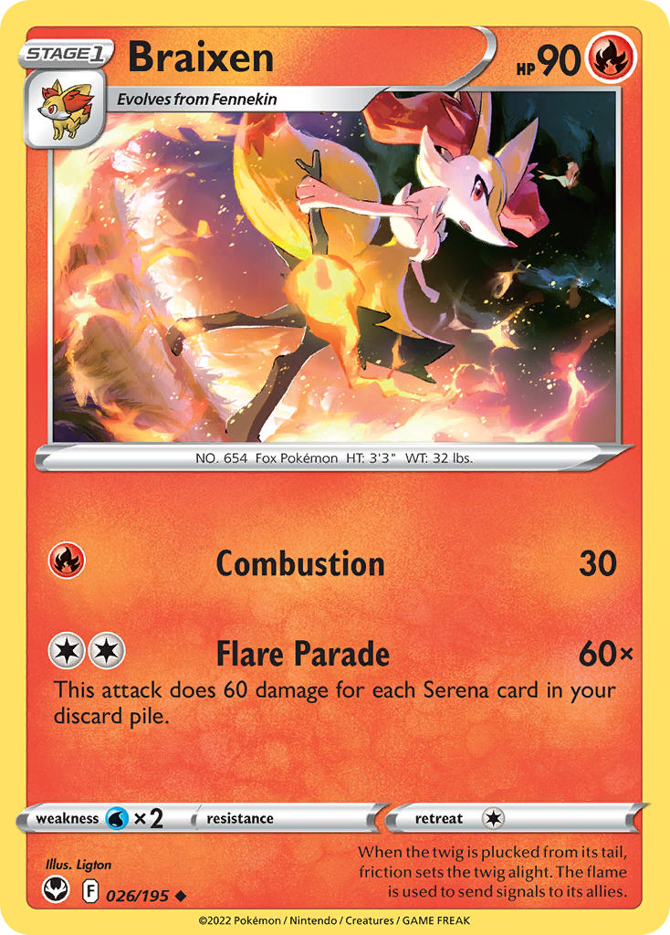 Braixen - Silver Tempest (Uncommon) [SIT-026] English / Near Mint / Normal
