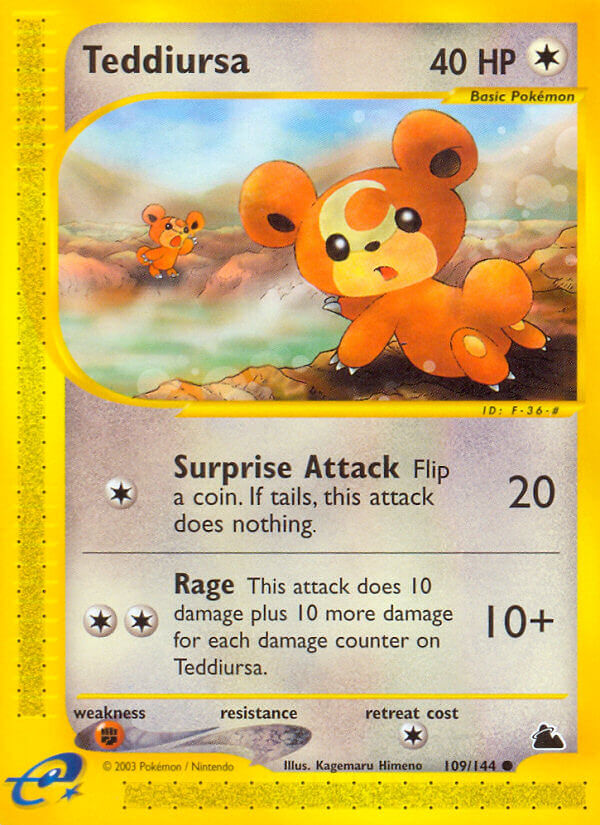 Teddiursa⁣ - Skyridge⁣ (Common)⁣ [109] English / Played / Reverse-Holo Normal