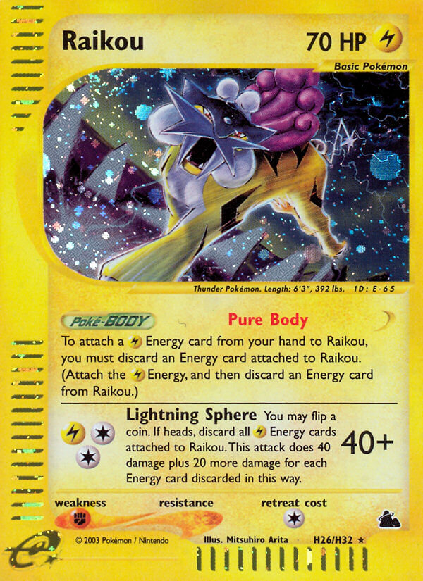 Raikou⁣ - Skyridge⁣ (Holo Rare)⁣ [H26] English / Light Played / Normal