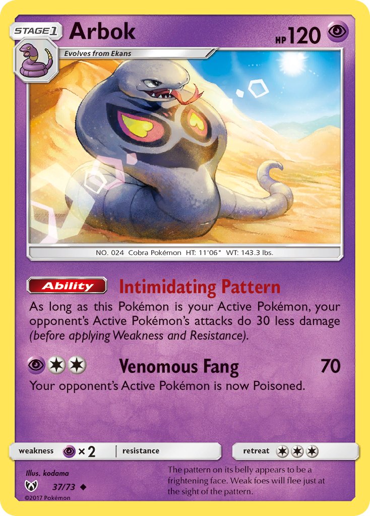 Arbok - Shining Legends (Uncommon) [SLG-37] English / Near Mint / Normal