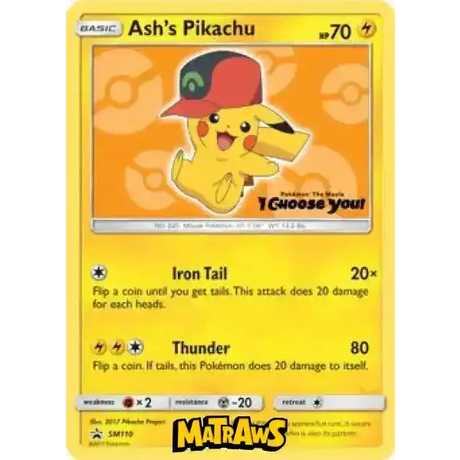 (SM110) Ash's Pikachu Enkeltkort Sun & Moon Promos 