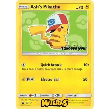 (SM112) Ash's Pikachu Enkeltkort Sun & Moon Promos 