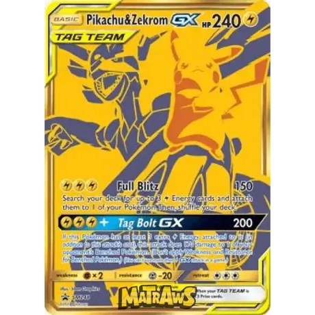 (SM248) Pikachu & Zekrom GX - Gold Enkeltkort Sun & Moon Promos 
