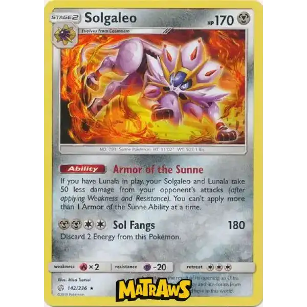 Solgaleo - Holo - 142/236 Enkeltkort Cosmic Eclipse 