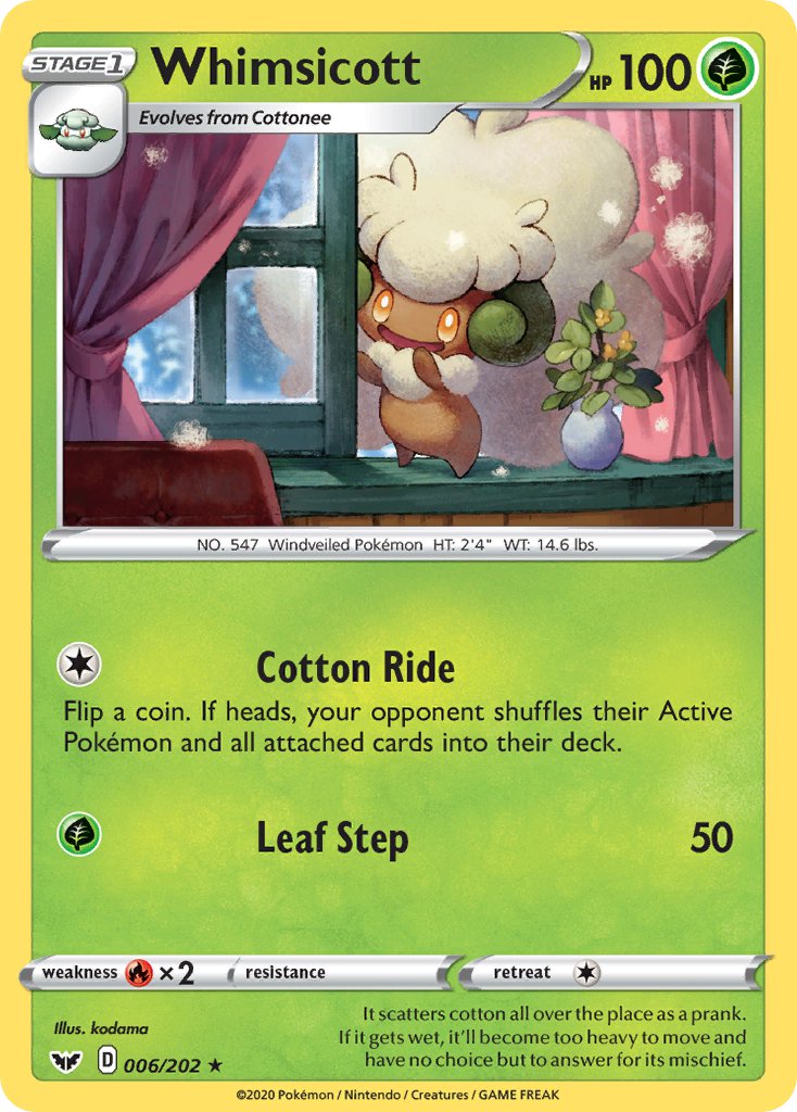 Whimsicott - Sword & Shield (Rare) [6] Kortspil