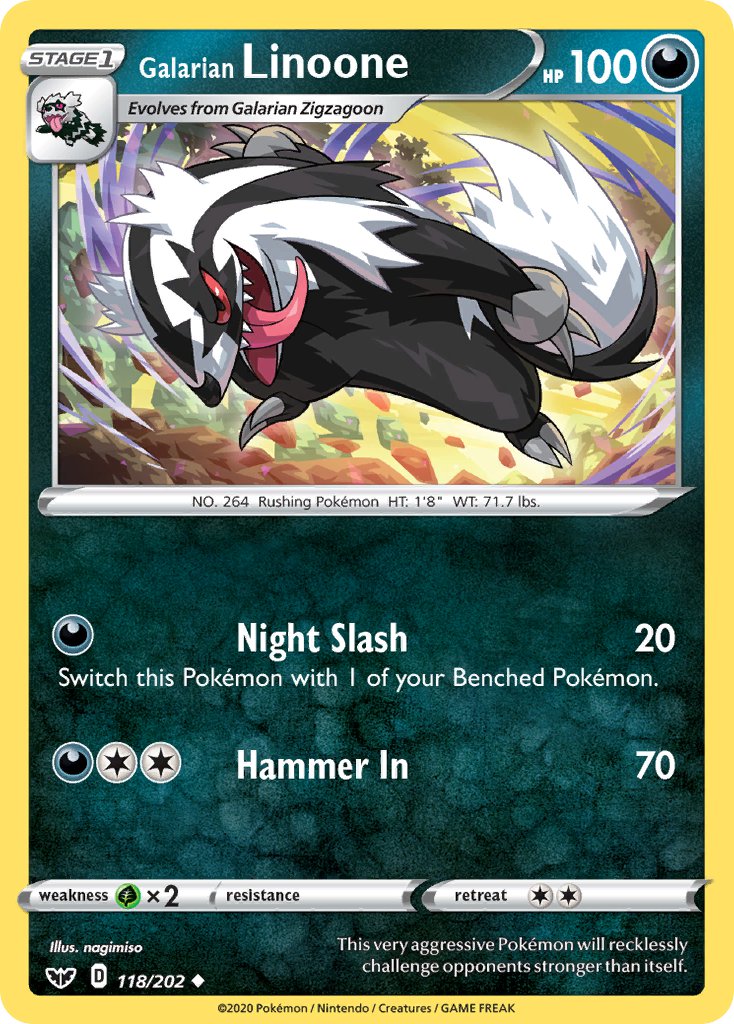 Galarian Linoone⁣ - Sword & Shield⁣ (Uncommon)⁣ [118] English / Near Mint / Normal
