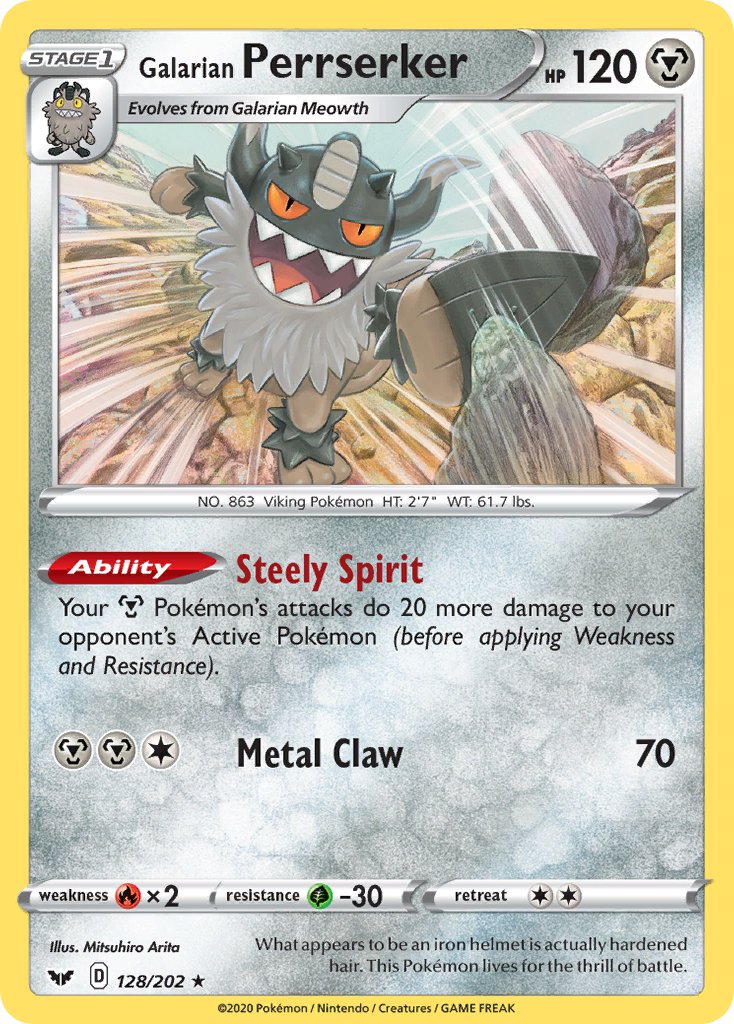 Galarian Perrserker⁣ - Sword & Shield⁣ (Holo Rare)⁣ [128] English / Near Mint / Normal