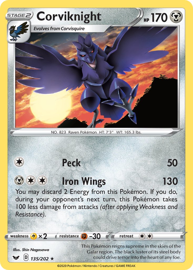 Corviknight⁣ - Sword & Shield⁣ (Rare)⁣ [135]