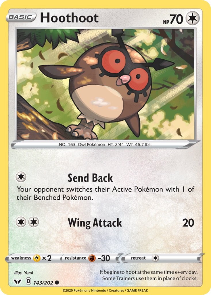 Hoothoot⁣ - Sword & Shield⁣ (Common)⁣ [143] English / Near Mint / Reverse-Holo Normal