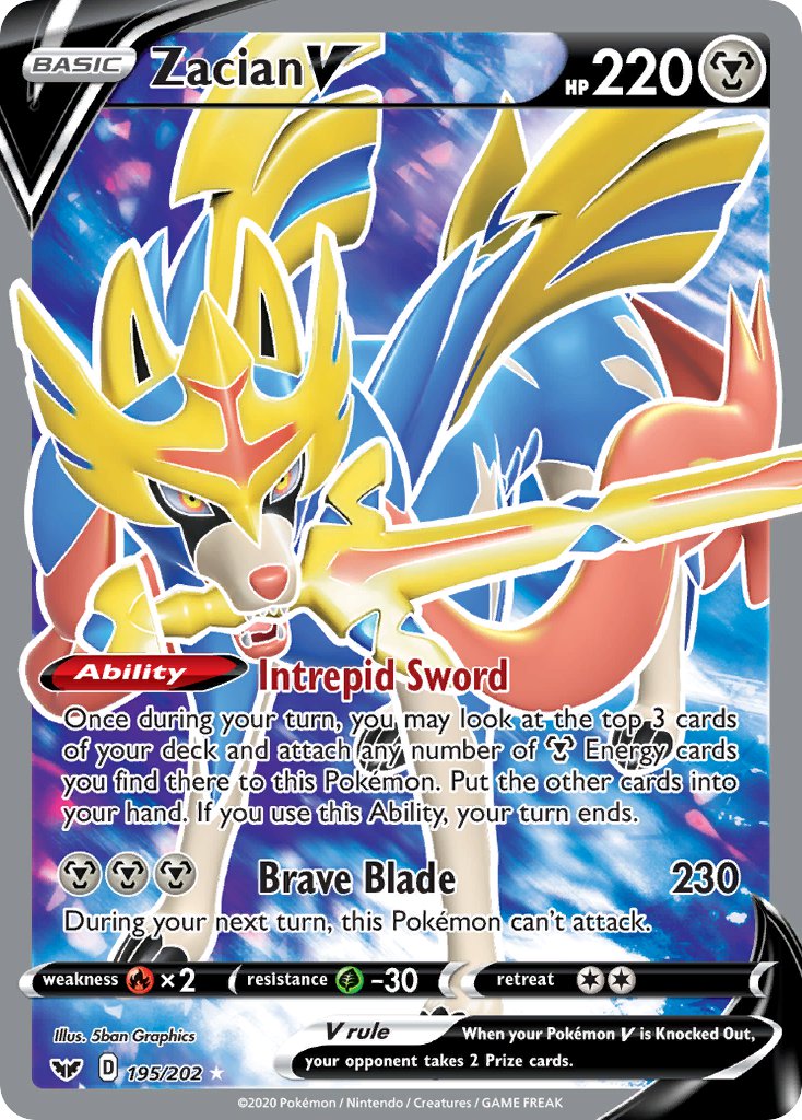 Zacian V⁣ - Sword & Shield⁣ (Ultra Rare)⁣ [195] English / Excellent / Normal